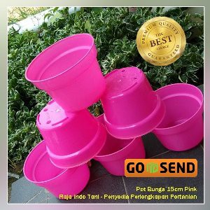 Pot Bunga 15cm / King Mado 15 Pink - Toko Pot Plastik Tanaman Hias Grosir Murah 15 Cm Bk Pot Twon 15