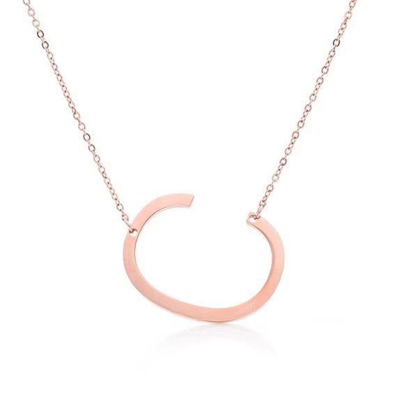 Kalung itanium abjad Rose gold 18K fashion wanita kalung murah import/Fashion Style