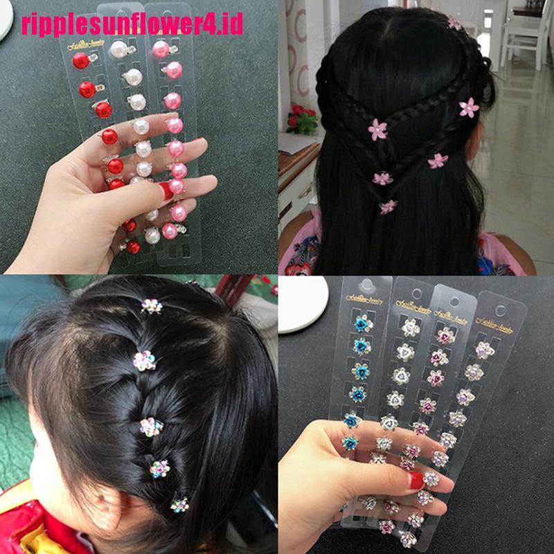 10pcs Jepit Rambut Bentuk Bunga Kristal Berlian Imitasi