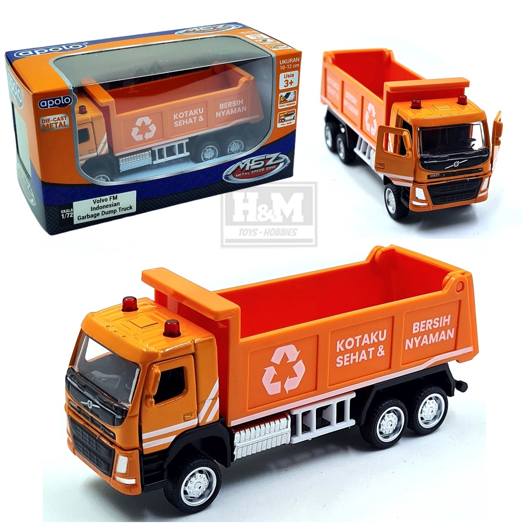 Diecast MSZ Volvo FM Indonesian Garbage Dump Truck Orange - Apolo