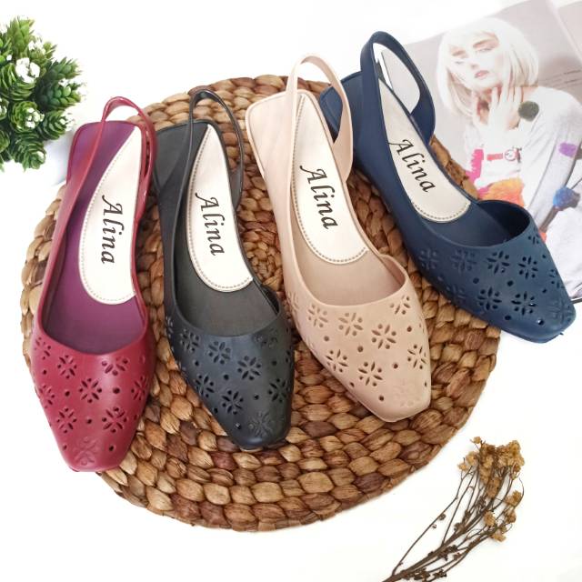 WEDGES KARET | SEPATU KARET | WEGDES KARET MURAH | WEDGES ALINA BELLE