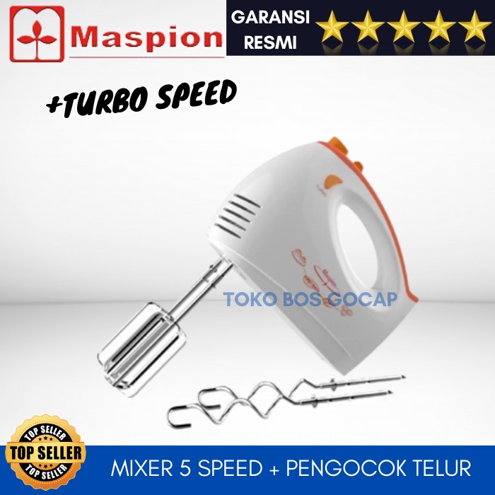 Hand Mixer Maspion Turbo Pengaduk Adonan Kue Roti Original Mikser Stainless Steel Terbaru Promo Mura