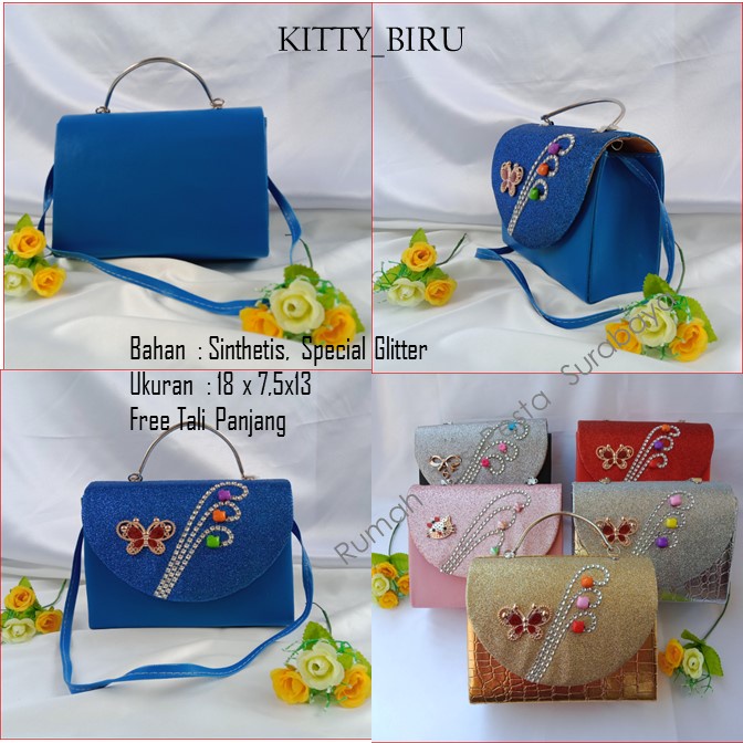 Tas Unik,Tas Elegan ,Tas Slempang,KITTY_BIRU