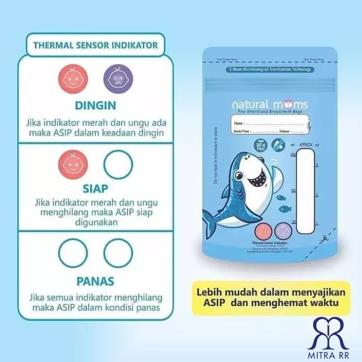 Natural Moms Breastmilk Storage Bags 100 Ml / 120 Ml / 150 Ml - Kantong Plastik ASI Natural Mom