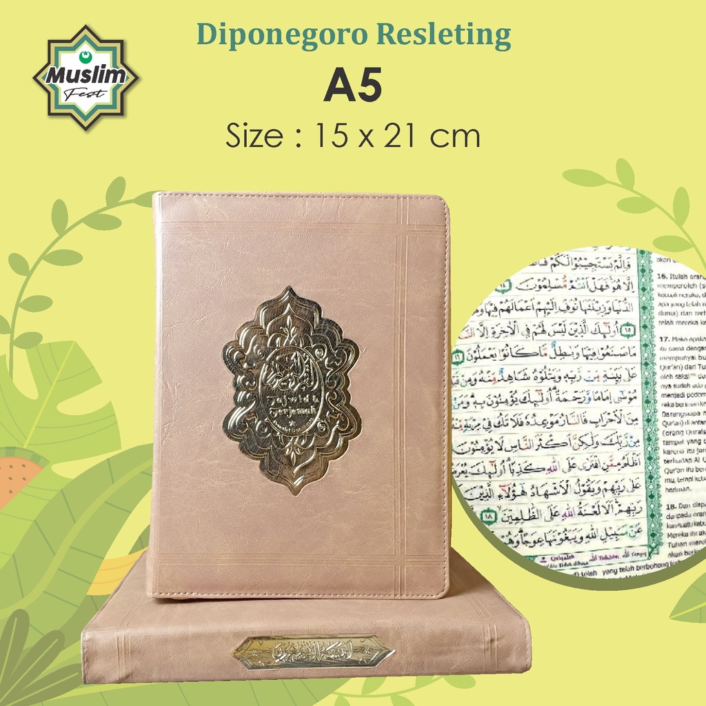 Al- Qur'an Diponegoro Resleting Leather ukuran A5 (Medium) / BISA COD