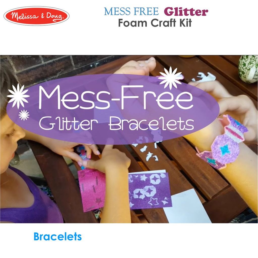 Melissa Doug Mess Free Glitter Foam Art Craft Mainan Kreativitas Anak Tiara Bracelets Gliter Spon