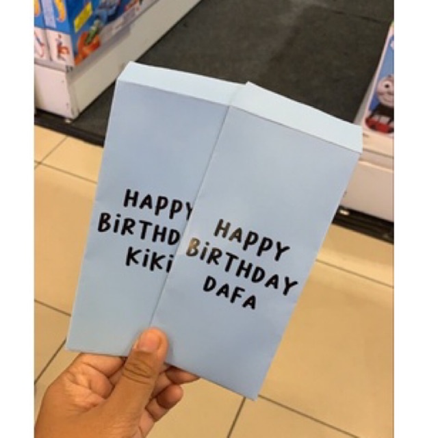 

Amplop custom kata-kata dan background cocok untuk ulang tahun dll