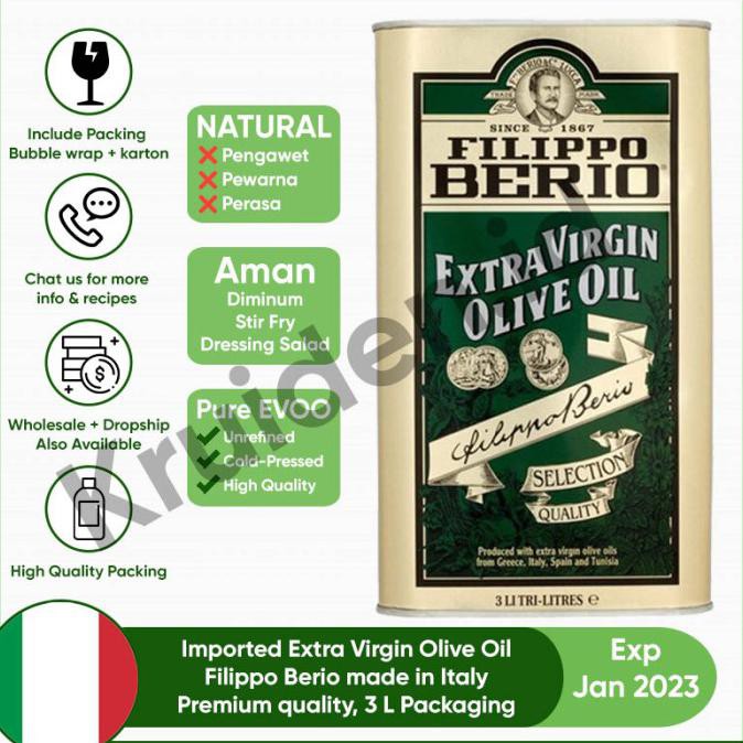 

Filippo Berio Extra Virgin Olive Oil 3 Liter Minyak Zaitun Premium