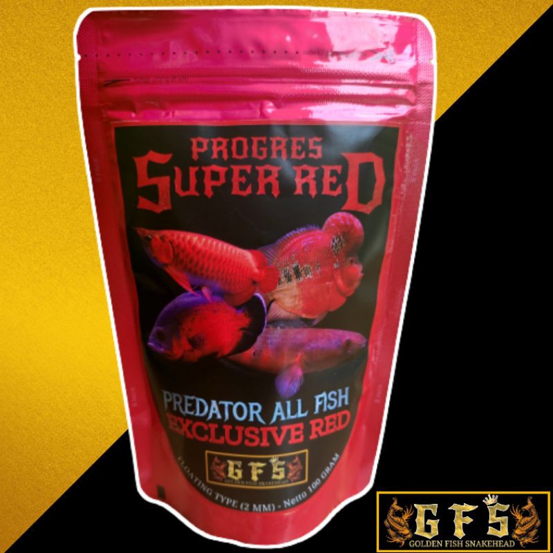 Pelet ikan predator PROGRES SUPER RED/kemasan 100 gram