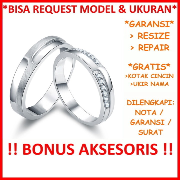 Gratis Ukir Nama Bisa Pesan Model Garansi Platina Asli Cincin Tunangan Platinum Couple Nikah ID220