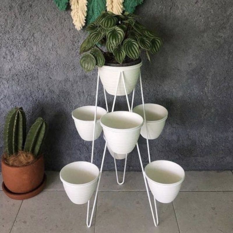 Rak pot, Standing Pot besi 1,3 dan 7 lubang, rak pot bunga, dudukan pot, dudukan pot besi