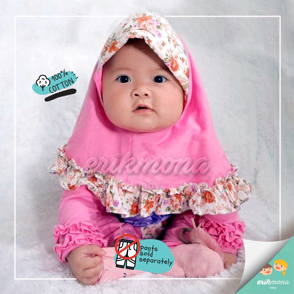 baju bayi jumper bayi baju anak hijab bunga mawar / jilbab anak