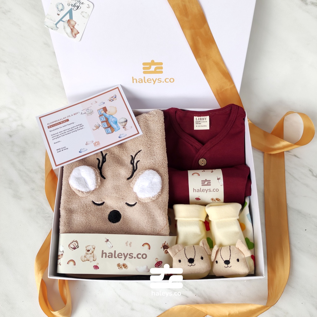 Haleys.co | Ruby Rudolf Boys Baby Hampers 0-12 months/ Hampers bayi newborn/ Kado bayi/ Babyboy Gift / Kado Lahiran / Giftbox / Kado Bayi Perempuan / Girl Hampers baby / Kado bayi laki laki / Paket Kado Bayi