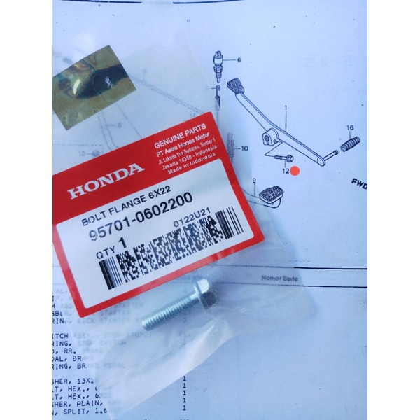 Baut Pedal Perseneling Honda Win 100 Grand Supra Prima Star Legenda CB S90 Original