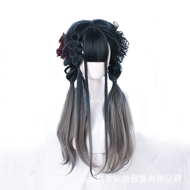 LOL-16 wig rambut palsu wanita gradasi ash gray import