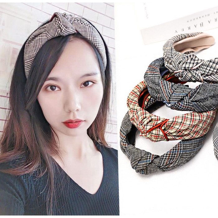 Bando Korea / Bando Wanita Kotak / Bando Bandana Tweed Cresscent