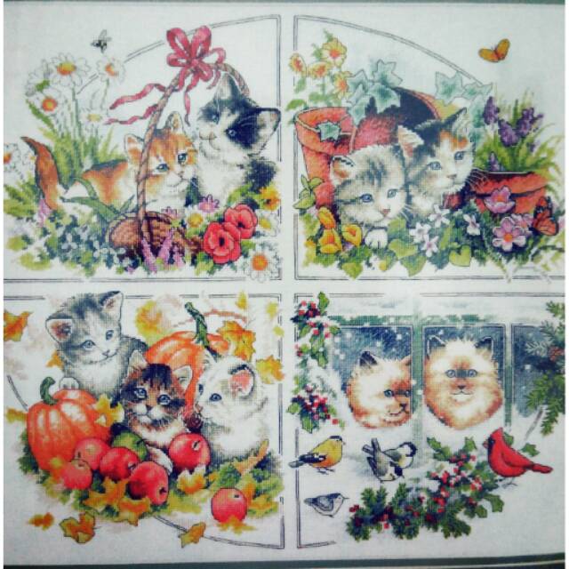 Paket Kristik / Cross Stitch Dimensions Four Seasons Kittens Ori Import