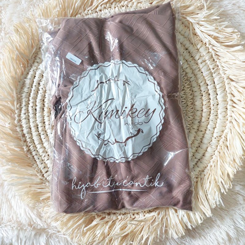 Jilbab Instan Non Pad Bergo Jamia By Kimikey ORIGINAL hijab bahan jersey strada-Mocca