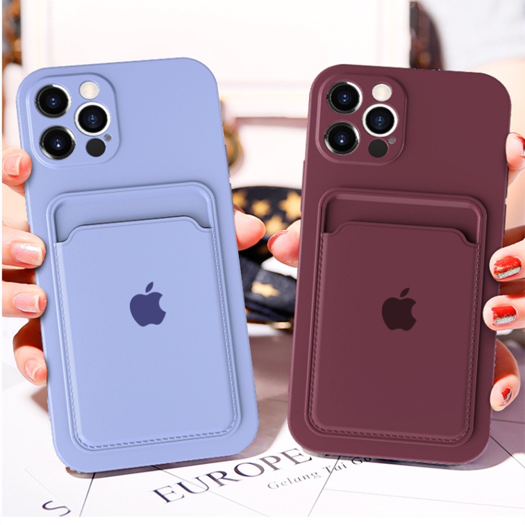 Case Bahan Karet Silikon Dengan Slot Kartu Kredit Untuk Iphone 13 Pro Max 12pro