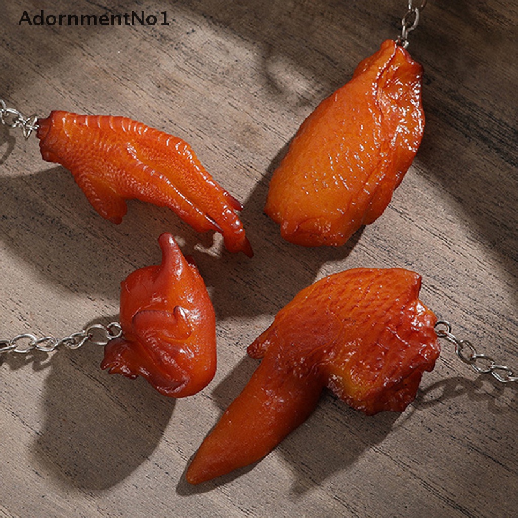 [AdornmentNo1] Creative Funny PVC Food Keychain Pig's Trotters Chicken Wings Metal Keyring Gift [new]