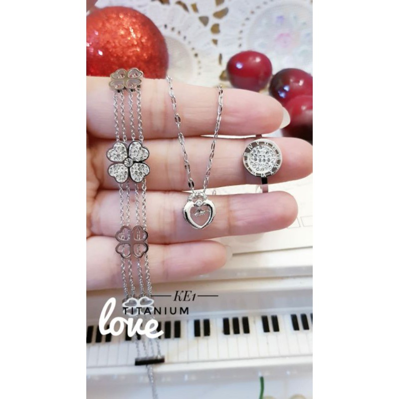 Set Titanium Silver Gelang dan Cincin