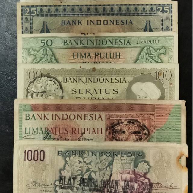 Uang kuno Indonesia seri kebudayaan set 5-1000 rupiah tahun 1952