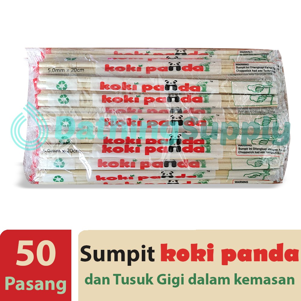  Sumpit  KOKI PANDA  import Isi 50 pasang tusuk gigi 