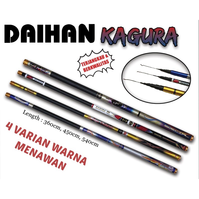 joran tegek Daihan KAGURA 360 450 540 630 lengkap carbon kevlar ringan kaku