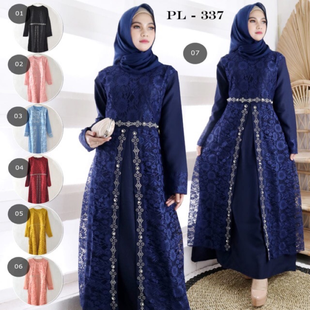  Kode 337 Gamis Brukat Muslim Gamis Kondangan  Dress 