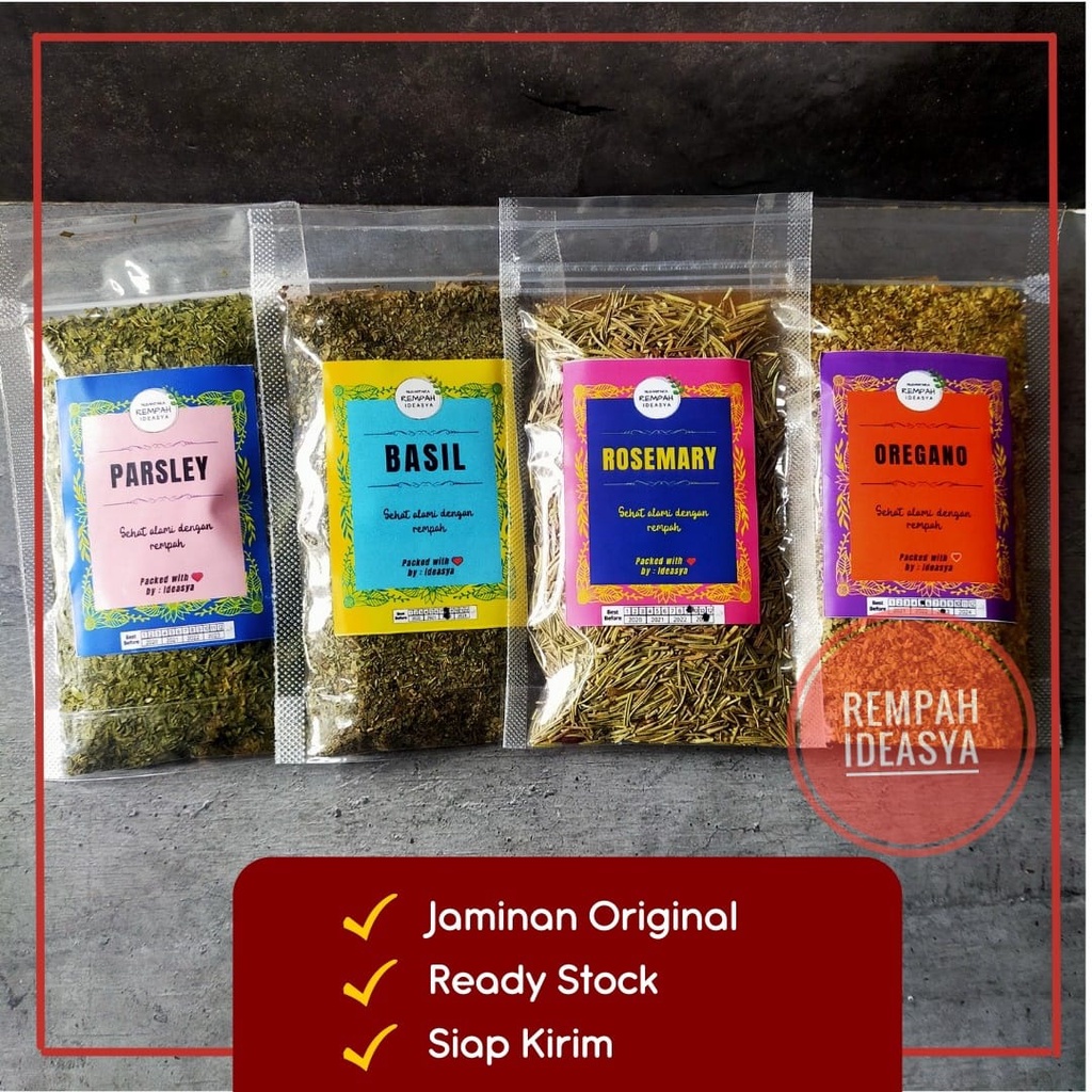 

PAKET HEMAT 25 GRAM DAPAT 4 Dried Herb IMPOR HALAL Rempah Daun Kering