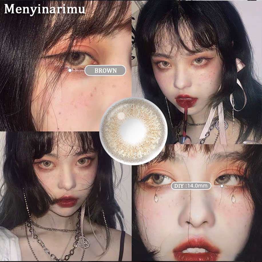 Menyinarimu【COD】 2022 New Big Eye Kawaii Brown Softlens mata korea Yang Lucu Lensa Mata Penuh Gaya Dan Cantik Softlens Blue Warna Sederhana Dan Canggih Lensa Kontak Soflen14.0mm Dubai Import Premium Exoticon Kepopuleran Green Softlen