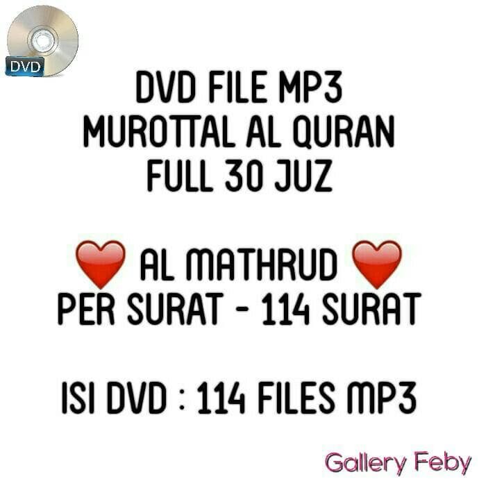 DVD MUROTTAL AL-QURAN MP3 AL MATHRUD FULL 30 JUZ MUROTAL CD MURAH