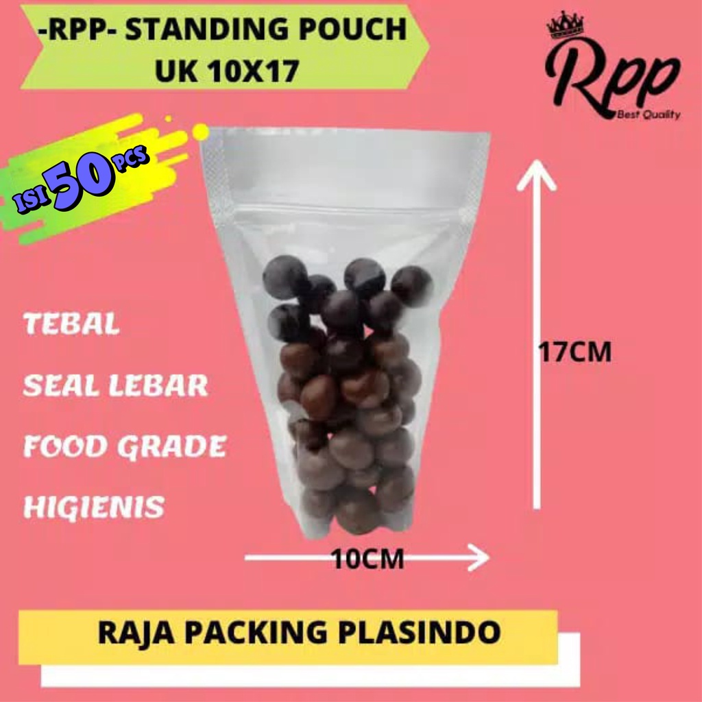 Plastik Standing Pouch Uk 10x17 (isi 50pcs) plastik pudot snack plastik kemasan plastik coklat basreng termurah