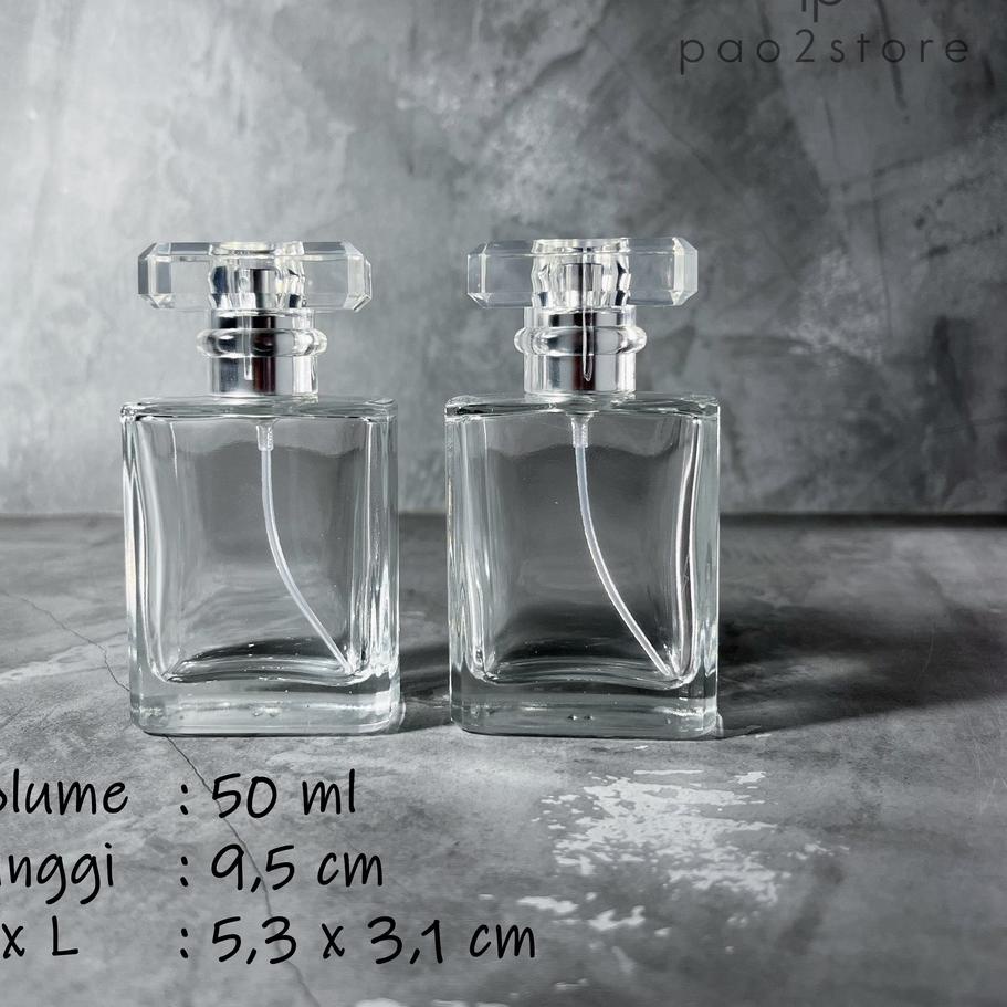 Botol Parfum 50ml Spray - Kaca Tebal Clear - Isi Ulang Perfume - Lvt