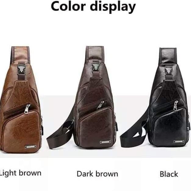 Review Tas Selempang usb Pria Sling Bag Kulit + USB Port IMPORT / tas kulit pria | TERPOPULER | VIRA