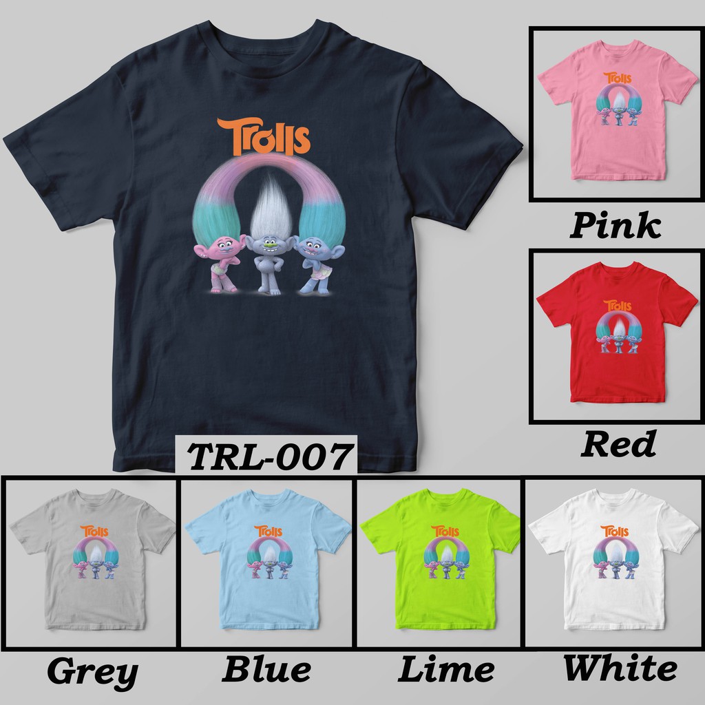 [FREE NAMA !!] Kaos Anak &amp; Family Trolls 100% COTTON PREMIUM