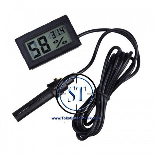 Mini Digital Thermometer &amp; Hygrometer Termometer Temperature Suhu Kelembapan kelembaban Kamar Kulkas Akuarium Mesin Tetas Plus Kabel / Probe