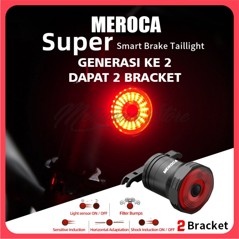 Smart Brake LED Taillight Lampu Belakang Sepeda MEROCA Otomatis Pintar