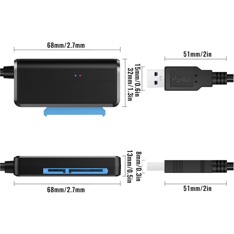 Btsg USB 3.0 3kabel Ke USB Adaptor 22pin III Kabel Support Hardisk HDD SSD Eksternal 2.5 Atau 3.5 Inch