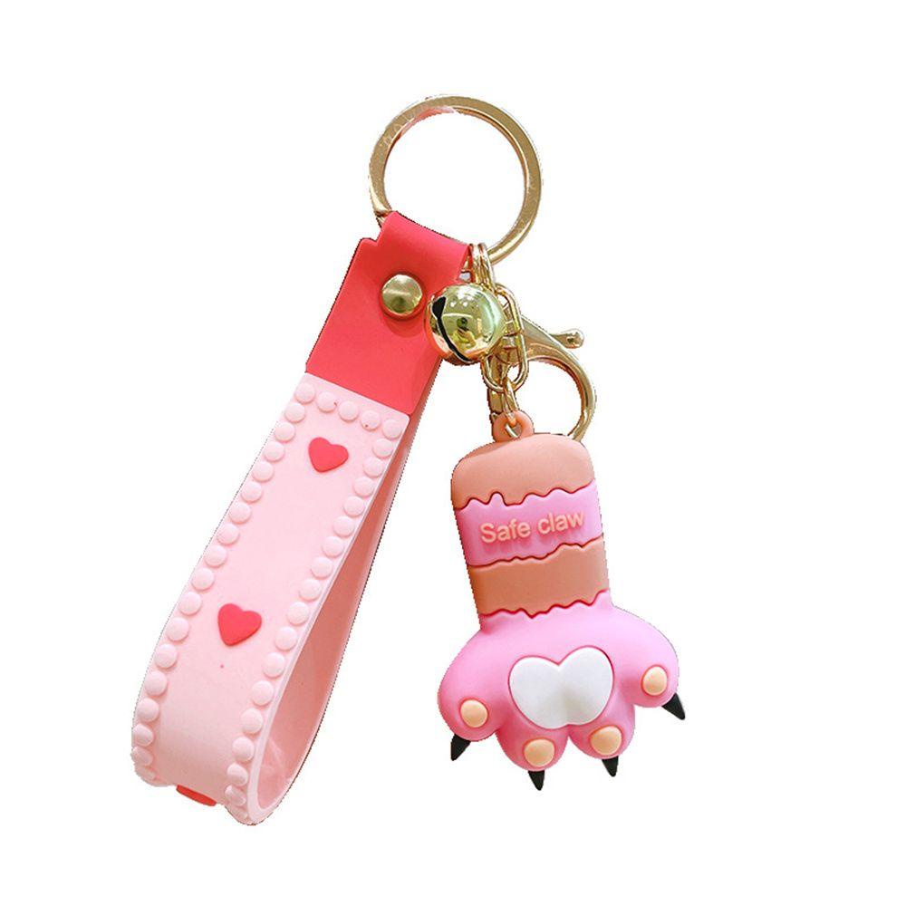 Needway   Dekorasi Kemasan Gantungan Kunci Kaki Kucing Spesial Dengan Bell Aksesoris Interior Key Holder Backpack Pendant Fortune Paw