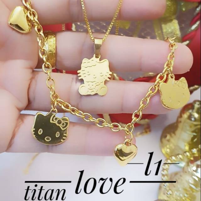 Set perhiasan titanium lapis emas 24k 1945