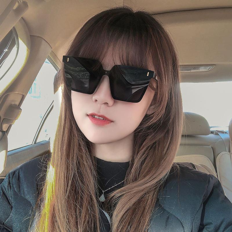 Kacamata Hitam Model One Piece Oversized Bentuk Persegi Gaya Korea Untuk Pria Dan Wanita