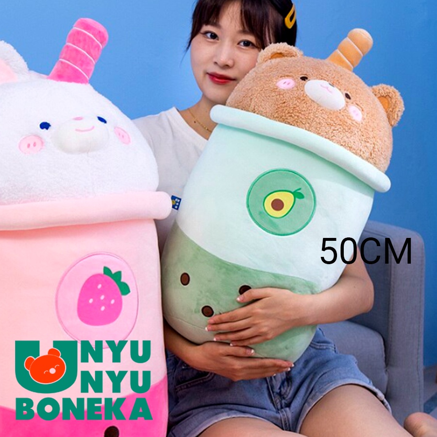 Boneka Kopi boba import Cute besar 50cm cm kostum kelinci bear stroberi alpukat cafe boba