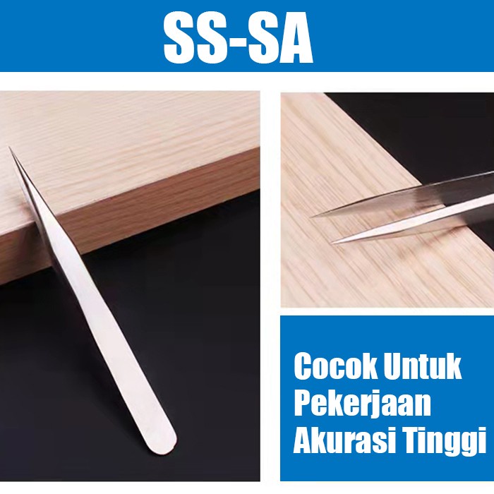 Pinset VETUS bengkok lurus ESD-11 STAINLESS STEEL Tweezer 302 / Pinset Vetus / Pinset Vetus Original / Pinset Vetus Ori / Pinset Vetus Tweezer / pinset tweezer lancip / Pinset Bengkok Lancip / Pinset Stainless / Pinset Stainless Steel / Pinset Stainless