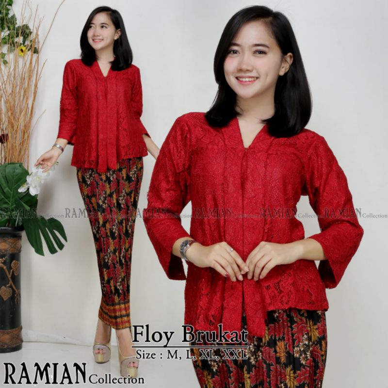 Setelan kebaya Floy Brokat  Terbaru Floy 7/8 Fashion Natal Kondangan Terkini