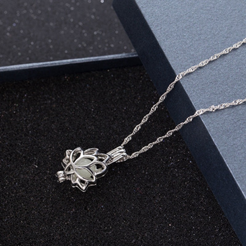 Night Ancient Glowing Lotus Pendent Glow In The Dark Necklace Choker for Women Men Jewelry