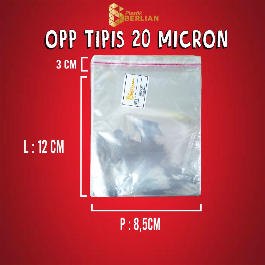 

8,5 x 12 cm Plastik OPP TIPIS (100 lbr) (lem/seal)