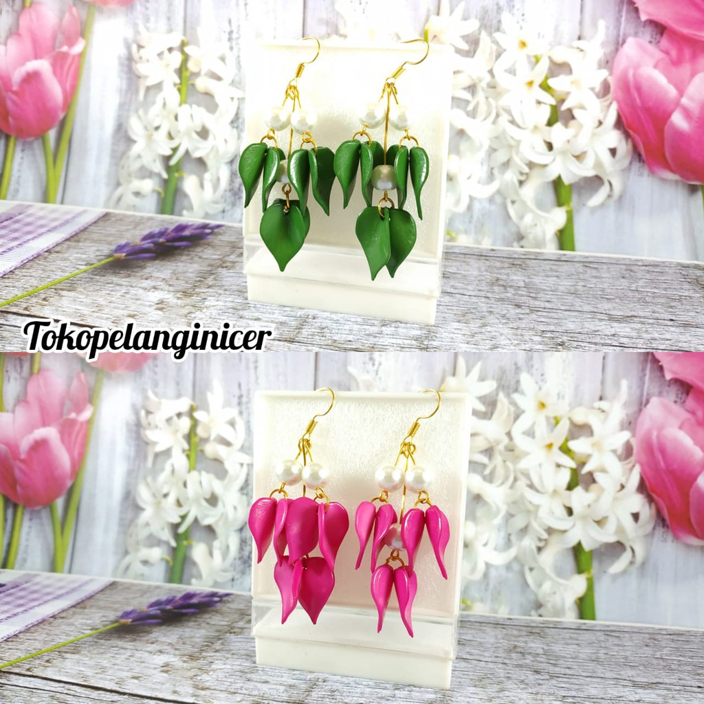 giwang murah anting korea Anting Kekinian Handmade daun Akrilik Murah By Tokopelanginicer