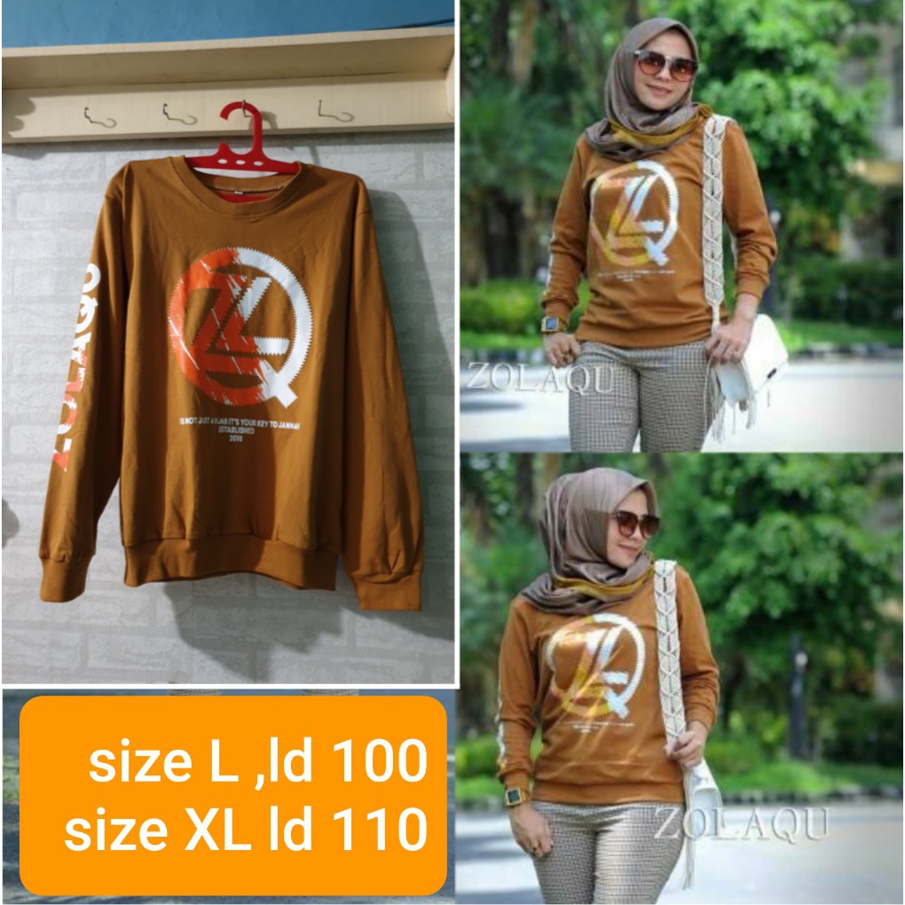 Baju Wanita Muslimah Atasan Zolaqu Terbaru Kaos Lengan Panjang Kaos Wanita Muslimah Warna Coklat