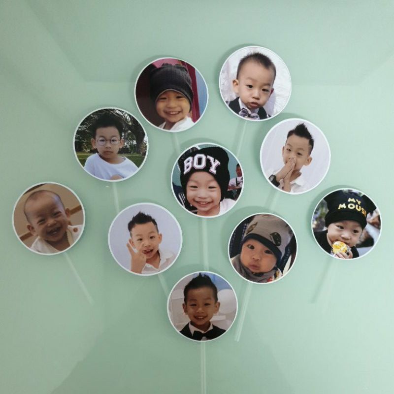 

props topper cake cupcake hiasan kue birthday custom photo diameter 5cm 10 photo
